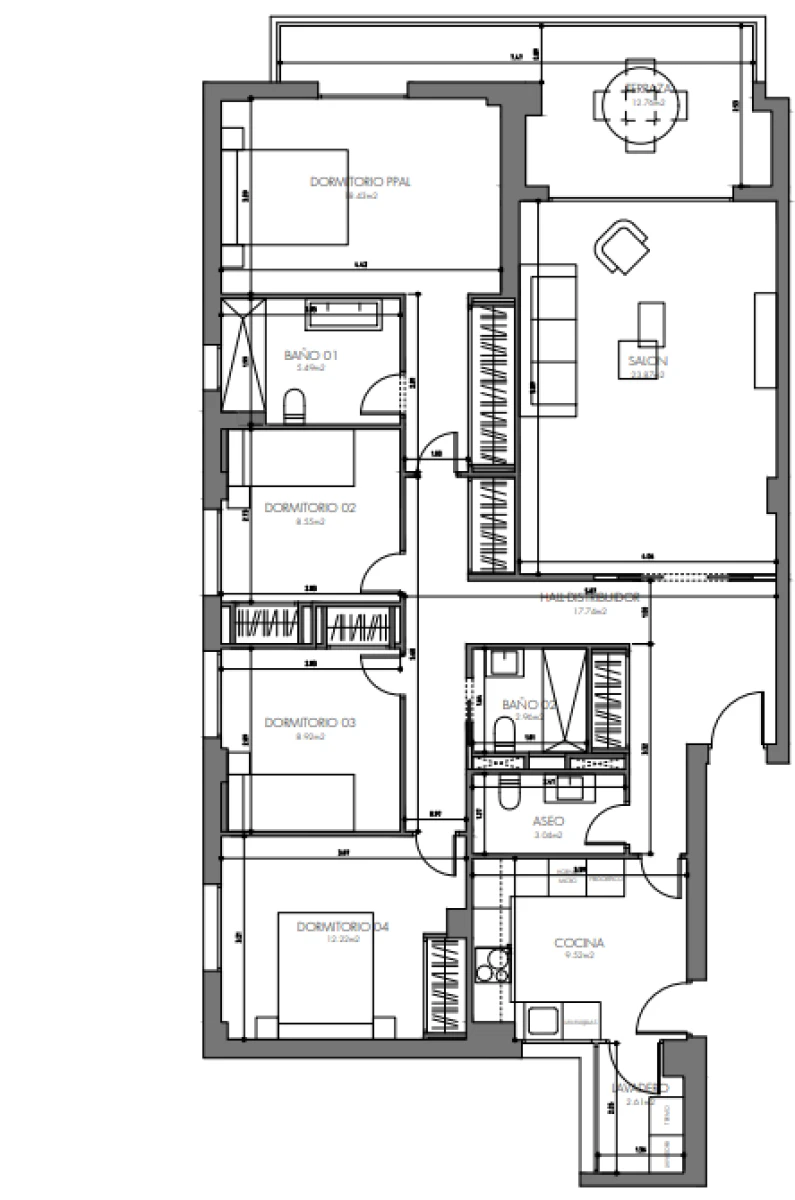 plano  de Piso reformado con ascensor y garaje en la Malagueta