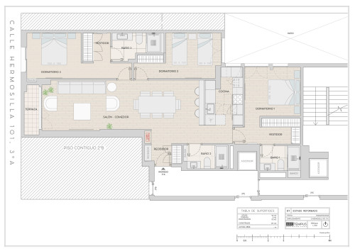 plano  de Piso en venta reformado y con ascensor en Goya