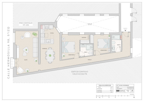 plano  de Piso en venta reformado y con ascensor en Goya