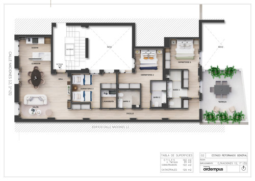 plano  de Piso con terraza en Goya